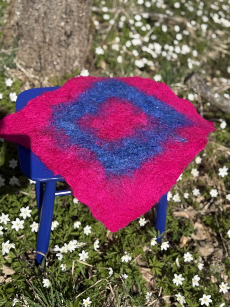 Eldra Harmony. Wool art - resting seat pad Forest Bloom